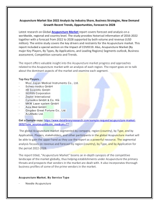 Global Acupuncture Market Opportunities and Forecast 2020-2027