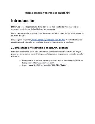 ¿Cómo cancelo y reembolso en BH Air?