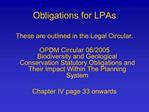 Obligations for LPAs