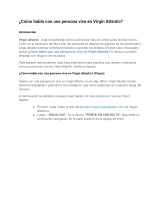 ¿Cómo hablo con una persona viva en Virgin Atlantic?