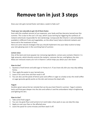 Remove tan in just 3 steps