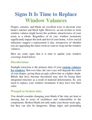 Signs it is time to replace window valances