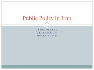 Public Policy in Iran