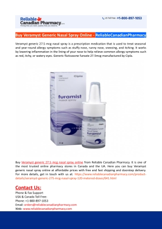 Buy Veramyst Generic Nasal Spray Online