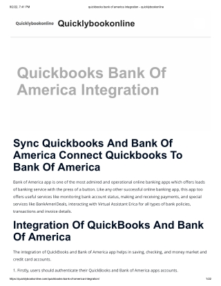 quickbooks bank of america integration - quicklybookonline