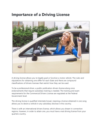 Importance of a Driving License