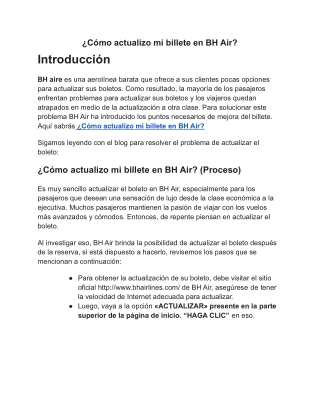 ¿Cómo actualizo mi billete en BH Air?