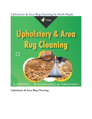 Upholstery & Area Rug Cleaning by Fresh Maple