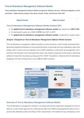 Time & Attendance Management Software Market Analysis till 2031