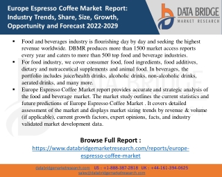 Europe Espresso Coffee Market 2022 Insight On Share, Application, And Forecast A