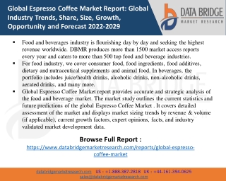 Global Espresso Coffee Market Insights 2022: Trends, Size, CAGR, Growth Analysis