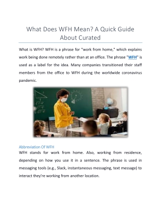 Wfh Meaning, Curated Meaning