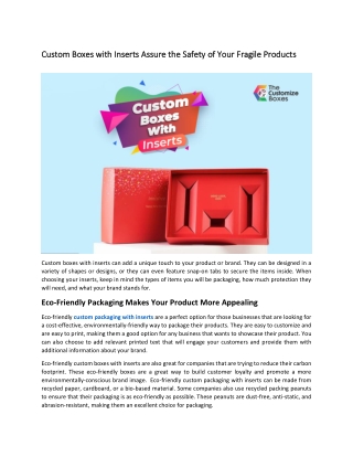 Custom Boxes with Inserts Assure the Safety of Your Fragile Products