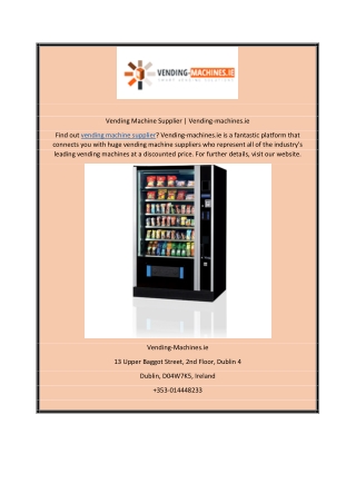 Vending Machine SupplierVending Machine Supplier | Vending-machines.ie