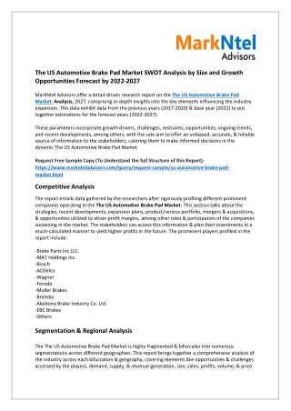 The US Automotive Brake Pad Market Demand, Share, Forecast