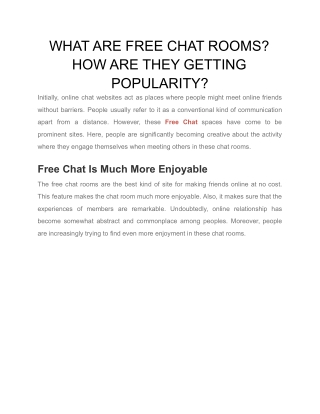 WHAT ARE FREE CHAT ROOMS