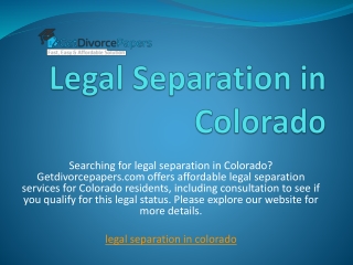 Legal Separation in Colorado | Getdivorcepapers.com