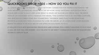 Easy method to resolve QuickBooks Error H505