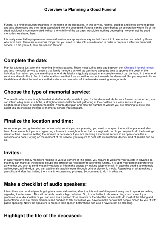 Overview to Preparation a Good Funeral