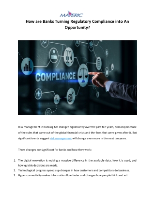 How are Banks Turning Regulatory Compliance into An Opportunity