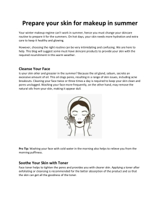 Prepare your skin for makeup in summer