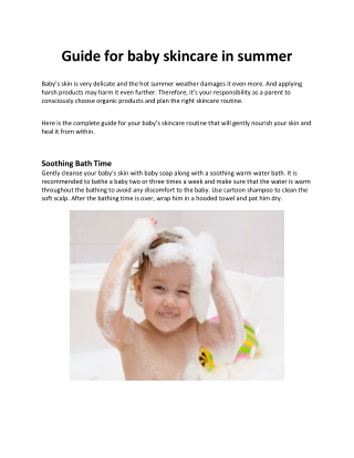 Guide for baby skincare in summer