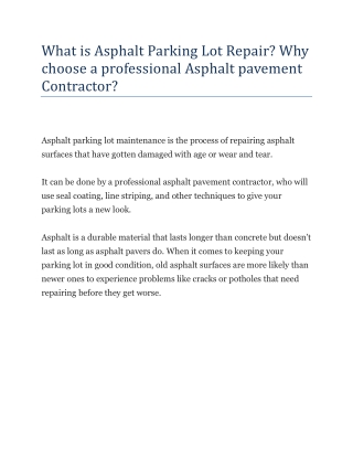 Asphalt Parking Lot Repair