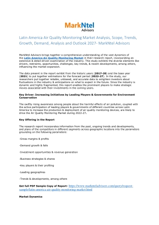 Latin America Air Quality Monitoring Market Research Report: Forecast (2022-27)
