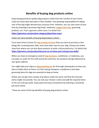 Benefits of buying dog products online