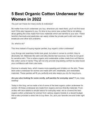 5 Best Organic Cotton Underwear for Women in 2022