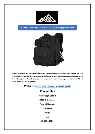 Condor Compact Assault Pack | Razoredgegroup.com