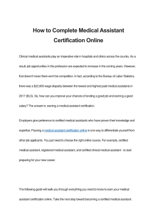 How to Complete Medical Assistant Certification Online