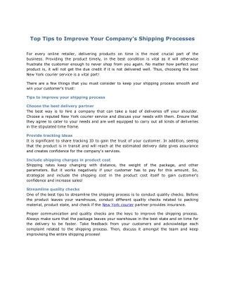 Top Tips to Improve Your Company’s Shipping Processes