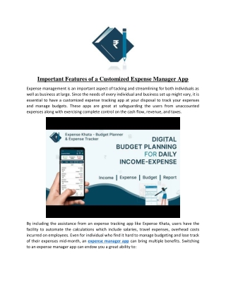 Important Features of a Customized Expense Manager App