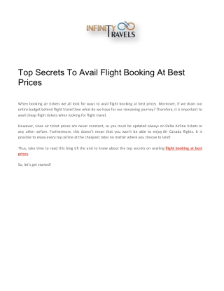 Top Secrets To Avail Flight Booking At Best Prices