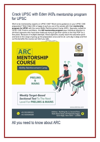 Crack UPSC with Eden IAS’s mentorship program for UPSC