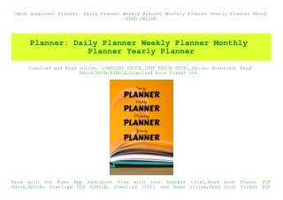 {epub download} Planner Daily Planner Weekly Planner Monthly Planner Yearly Planner Ebook READ ONLINE