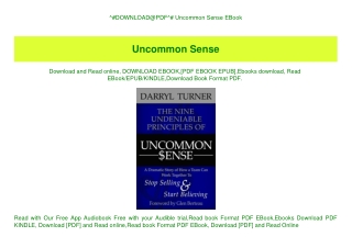 ^#DOWNLOAD@PDF^# Uncommon Sense EBook