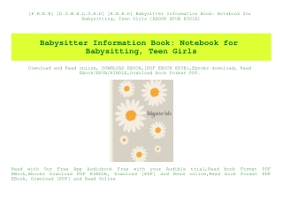 [F.R.E.E] [D.O.W.N.L.O.A.D] [R.E.A.D] Babysitter Information Book Notebook for Babysitting  Teen Girls [EBOOK EPUB KIDLE