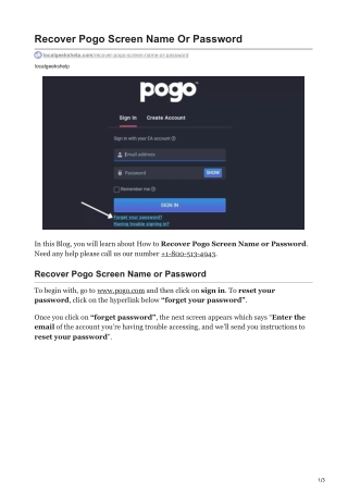 Recover Pogo Screen Name and Password