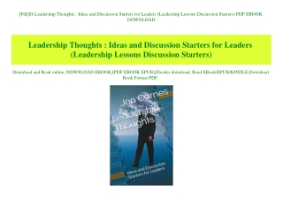 [Pdf]$$ Leadership Thoughts  Ideas and Discussion Starters for Leaders (Leadership Lessons Discussion Starters) PDF EBOO