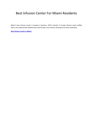 Best Infusion Center For Miami Residents