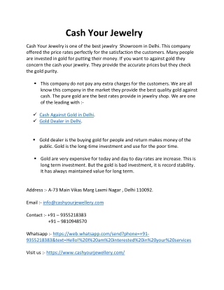 Cash Your Jewelry