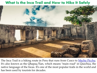 What Is the Inca Trail and How to Hike It Safely