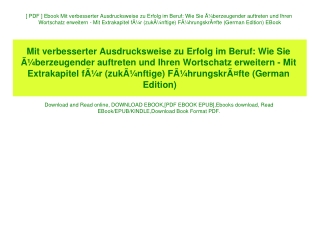 [ PDF ] Ebook Mit verbesserter Ausdrucksweise zu Erfolg im Beruf Wie Sie ÃƒÂ¼berzeugender auftreten und Ihren Wortschatz