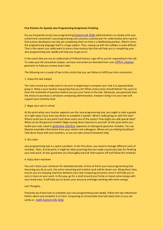 Five Pointers for Speedy Java Programming Assignment Finishing