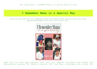 Pdf [download]^^ I Remember Mama in a Special Way Full Book