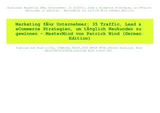 (Download) Marketing fÃƒÂ¼r Unternehmer 35 Traffic  Lead & eCommerce Strategien  um tÃƒÂ¤glich Neukunden zu gewinnen - M