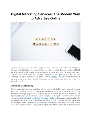 Digital Marketing Services: The Modern Way to Advertise Online