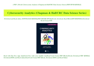 { PDF } Ebook Cybersecurity Analytics (Chapman & HallCRC Data Science Series) [PDF EPUB KINDLE]